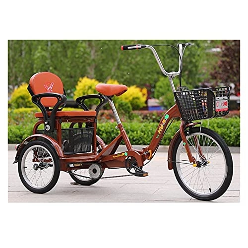 Folding Bike : zyy Adult Tricycle 1 Speed Size Cruise Bike with Adjustable Cruiser Bike Seat Foldable Tricycle with Basket for Adults for Recreation Shopping Exercise (Color : Brown)
