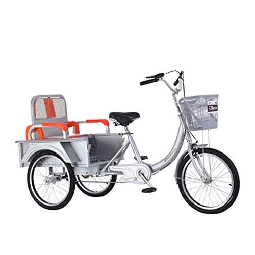 Folding Bike : zyy Adult Tricycle Foldable Bike Shopping Basket Tricycle Bike Adult Bike Tricycle 20 Inch Adult Trikes 3 Wheeled Bike with Shopping Basket for Seniors, Women, Men (Color : Gray)