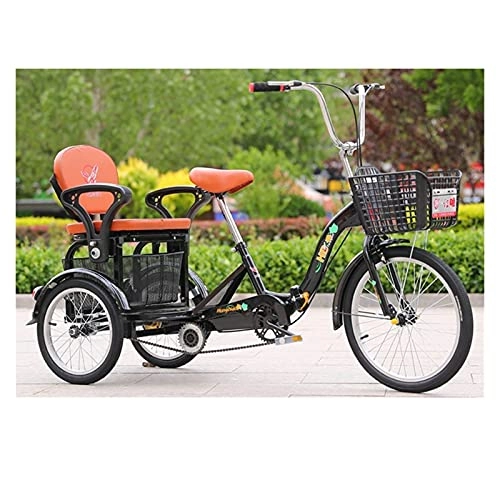 Folding Bike : zyy Adult Trike 1 Speed 3-Wheel Three Wheel Cruiser Bike Foldable Tricycle with Basket for Adults Large Size Basket for Recreation Shopping Exercise for Men And Women (Color : Black)
