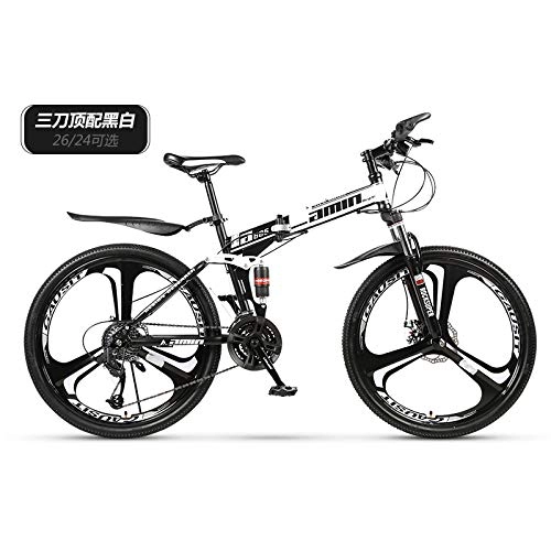 Folding Bike : ZZKK Folding Mountain Bike Adult 24 / 26 Inch Double Shock-Absorbing Variable Speed Bicycle Off-Road Vehicle Men And Women Middle School Students Bicycle, 21speed