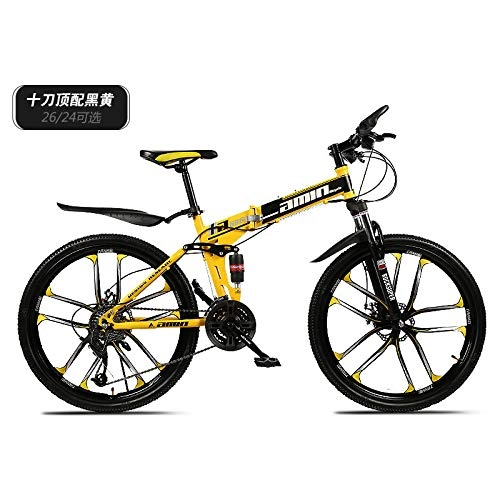 Folding Bike : ZZKK Mountain Bike Male And Female Speed Student Road Racing Off-Road Adult with Adolescent Double Shock-Absorbing Bicycle Double Disc Brakes, 24speed