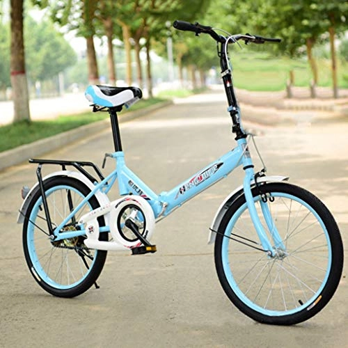 Folding Bike : ZZXIAN 20 Inch Folding Bicycle Women'S Light Work Adult Ultra Light Variable Speed Portable Adult Student Male Small Bicycle Folding Carrier Bicycle Bike (Blue)