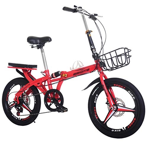 Folding Bike : 无 Folding Bikes, 16" 6 Speed Folding Compact Bike Bicycle for Men Women Lightweight, Shockabsorption (White)