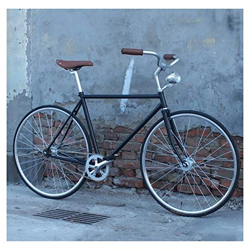 Hybrid Bike : Adults Hybrid Cruiser Bicycle, High Carbon Steel Frame 26 Inch Fixed Gear Road Bicycle Aluminum Alloy Wheels, Black