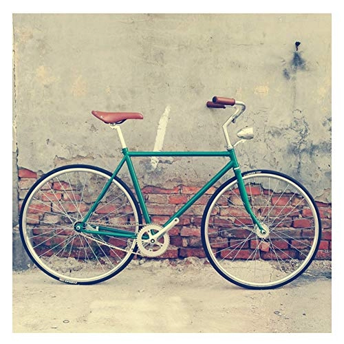 Hybrid Bike : Adults Hybrid Cruiser Bicycle, High Carbon Steel Frame 26 Inch Fixed Gear Road Bicycle Aluminum Alloy Wheels, Green