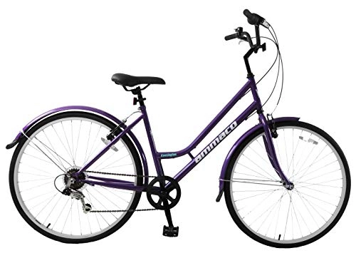 Hybrid Bike : Ammaco. Kensington 700c Hybrid Trekking City Commuter Bike Bicycle 18" Frame 6 Speed Shimano Womens Purple / Black
