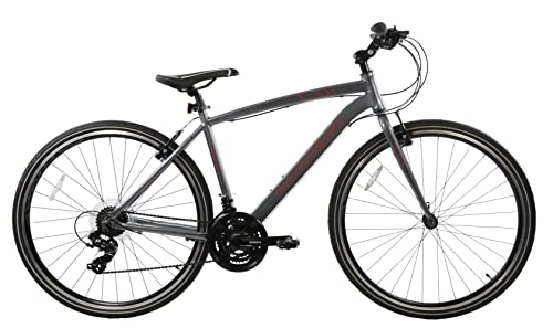 Hybrid Bike : Ammaco. Pathway X1 700c Hybrid Trekking Sports Commuter Urban Mens Bike 17" Frame Lightweight Grey 21 Speed