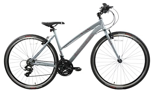 Hybrid Bike : Ammaco. Pathway X1 700c Hybrid Trekking Sports Commuter Urban Womens Bike 16" Frame Lightweight Grey 21 Speed
