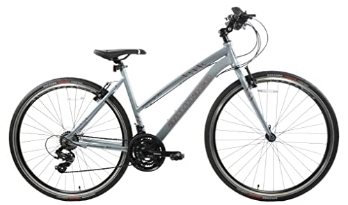 Hybrid Bike : Ammaco Pathway X1 700c Hybrid Trekking Sports Commuter Urban Womens Bike 16" Frame Lightweight Grey 21 Speed