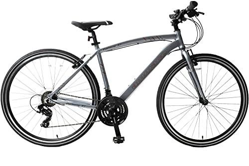 Hybrid Bike : Ammaco Pathway X1 700c Wheel Men's 21" Alloy Frame Grey Hybrid Bike 21 Speed