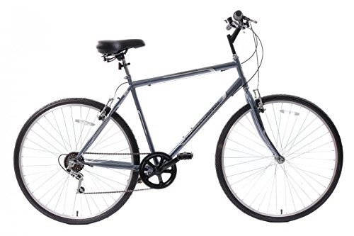 Hybrid Bike : Ammaco. Professional Premium Mens 700c Wheel Hybrid City Town Commuter Bike 6 Speed Grey 18" Frame