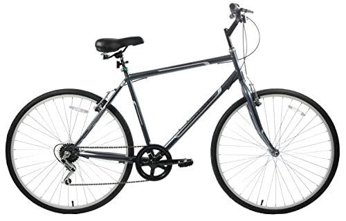Hybrid Bike : Ammaco Professional Premium Mens 700c Wheel Hybrid City Trekking Town Commuter Bike 6 Speed Grey 18" Frame