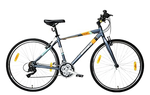 Hybrid Bike : Ammaco Rapide Mens Sports Hybrid Bike 700c Wheel 18" Alloy Lightweight Frame 21 Speed Grey / Orange / Blue