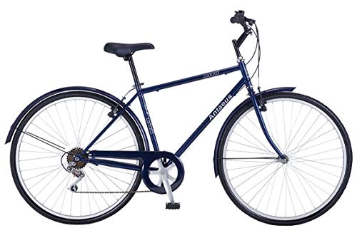 Hybrid Bike : Antaeus Oxford 700c Mens Trekking Hybrid Traditional Commuter City University Bike 17" Frame 7 Speed Blue