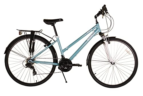 Hybrid Bike : Bounty Avenue Women’s Hybrid Bike - Lightweight Aluminium Step through Frame - 21-Speed Shimano Gears - Pannier Rack Included