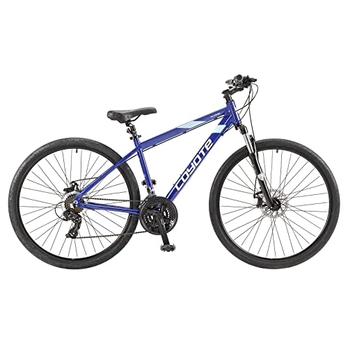 Hybrid Bike : Coyote ALPINE Gents's Front Suspension Hybrid Bike With 700C Wheels 17.5-Inch Aluminium Frame, 21-Speed Shimano Gearing & Shimano EZ Fire Shifters, disc Brake, Blue Colour