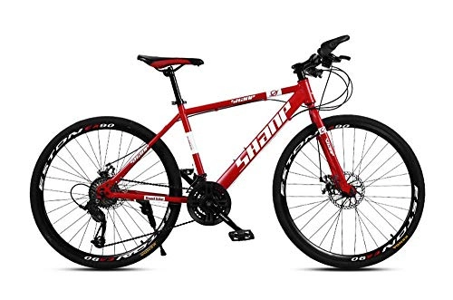 Hybrid Bike : CSZZL Hybrid bike adventure bike, 26-inch wheels with disc brakes, men and women, city exercise bike, multiple colors-24 speed_Red