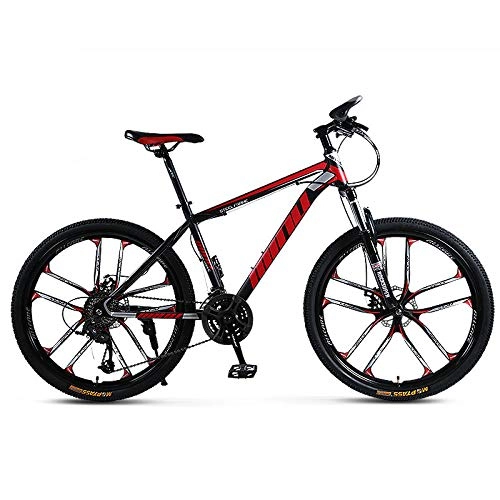 Hybrid Bike : CSZZL lightweight hybrid bikeAdult mountain bike 26 inch 27 / 30 speed integrated wheel off-road variable speed bicycle shock absorption bicycle-10 cutter wheels (black and red)_21 speed