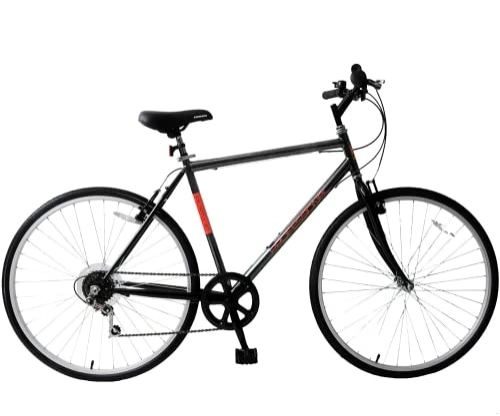 Hybrid Bike : Discount Professional Avenue Mens Hybrid Bike 700c Wheel 21" Frame 6 Speed Black Red