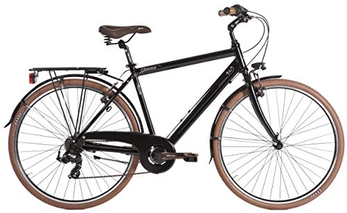 Hybrid Bike : Ganna Men & Women Hybrid City Bike - 7s (Black)