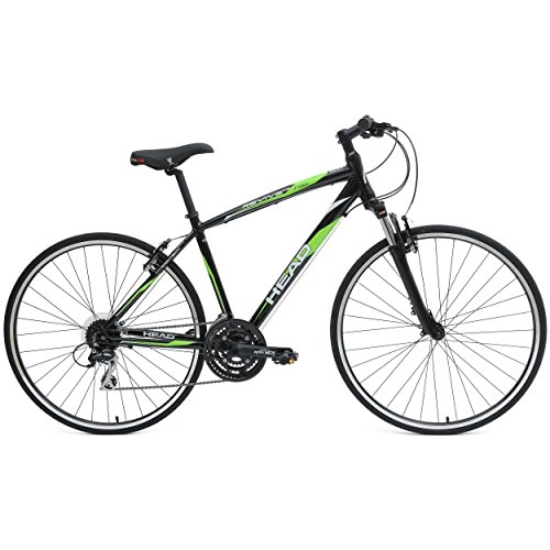 Hybrid Bike : HEAD Revive XSM 700C Hybrid Road Bicycle, Black / Green, 22-Inch / X-Large
