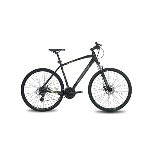 Hybrid Bike : HESNDzxc Bicycles for Adults Hybrid Bike Aluminum 24 Speed with Locking Suspension Front Fork Disc Brake City Commuter Comfort Bike (Color : Black)
