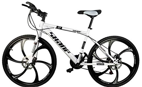 Hybrid Bike : HRB01 Hybrid Road Bike White or Black 24 Speed 26" Inch 6 Spoke Wheel Carbon Hybrid Mountain Road Bike 2 x Disc Brakes (White)