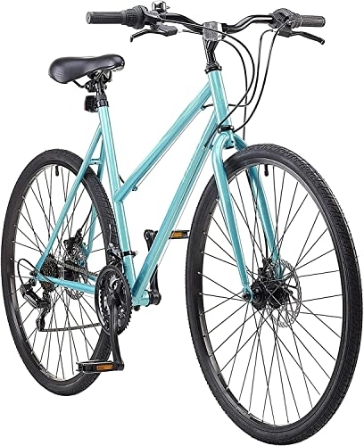 Hybrid Bike : Insync Carina Womens Hybrid everyday commuting Bike, 16-Inch Wheels, 16-Inch Frame, Disc Brakes, 18 speed Shimano gearing and Shimano Revoshift, Teal Sky Blue Colour