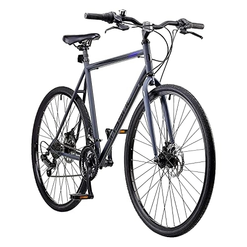Hybrid Bike : Insync Crater Men's Hybrid Bike With Lightweight Alloy Wheels & 22-Inch Steel Frame, 18-Speed Sunrun Gearing & Sunrun Shifters, Freewheel 6-Speed Index 14-28T, Mechanical Disc Brakes, Black Colour