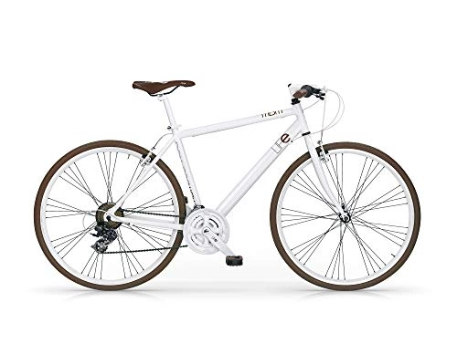 Hybrid Bike : MB Men's Life 28' Hybrid All 21v Revo MBM Bike, White A28, 58 EU