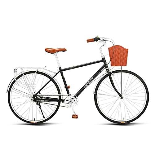 Hybrid Bike : MIAOYO Ultralight Trekking Bicycle, Double V-brake, Hybrid Urban Commuter Road Bikes For Women Male, Single Speed Road Bike, C, 26