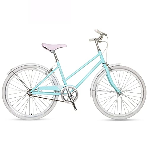 Hybrid Bike : MIAOYO Ultralight Trekking Bicycle, Hybrid Urban Commuter Road Bikes For Women Male, Single Speed Road Bike(Double V-brake), Blue, 24