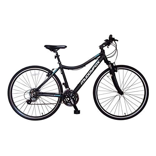 Hybrid Bike : Muddyfox Unisex Tempo 200 Hybrid Bike Black / Teal 700Wh / 16Fr