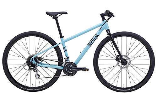 Hybrid Bike : Pinnacle Lithium 3 2019 Women's Hybrid Bike Bicycle 24 Speed Disc Brake 700C Blue M