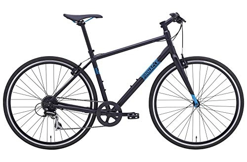 Hybrid Bike : Pinnacle Neon 1 2019 Hybrid Bike Bicycle 8 Speed V Brake 700c Wheels Black