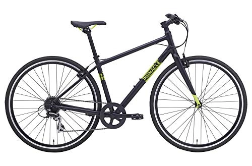 Hybrid Bike : Pinnacle Neon 1 2019 Womens Hybrid Bike 8 Speed V Brake 700c Wheels Black