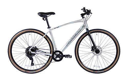 Hybrid Bike : Planet X Fat Baz Hybrid Bike Adventure Cycle Road Bicycle With Disc Brakes (Polished Gloss Silver Large)