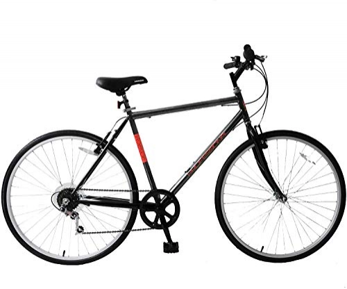 Hybrid Bike : Professional Avenue Mens Hybrid Trekking Bike 700c Wheel 21" Frame Touring Bike 6 Speed Black Red