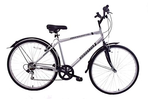 Hybrid Bike : Professional Bordeaux 700c Wheel Mens Hybrid City Trekking Bike 18" Frame 6 Speed Silver