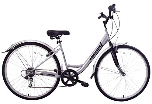 Hybrid Bike : Professional Bordeaux 700c Wheel Womens City Trekking Hybrid Bike 19" Frame 6 Speed Silver