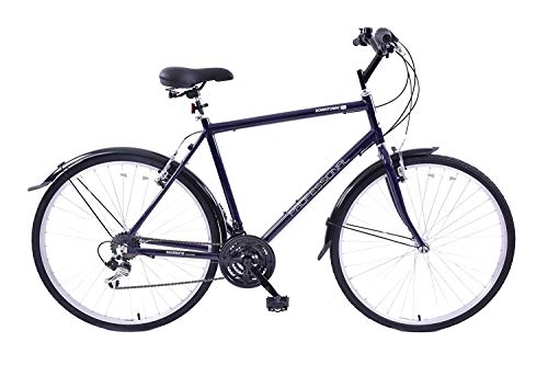 Hybrid Bike : Professional Downtown 700c Wheel Mens Trekking Hybrid Bike Alloy 22" Frame Dark Blue 18 Speed Shimano