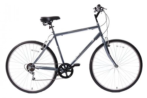 Hybrid Bike : Professional Premium Mens 700c Hybrid Commuter City Bike 21" Frame 6 Speed Grey