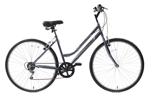 Hybrid Bike : Professional Premium Womens 700c Hybrid Commuter Bike 18" Frame 6 Speed Grey