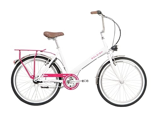 Hybrid Bike : Raleigh - HOP24T2 - Hoppa 24 Inch Unisex Hybrid Bike in White / Pink One Size