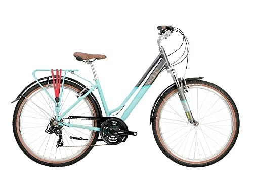 Hybrid Bike : Raleigh - PTR15WT - Pioneer Trail 27.5 Inch 21 Speed Women's Hybrid Bike in Aqua / Silver Size Small