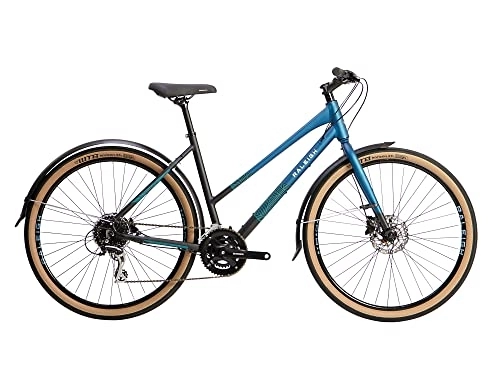 Hybrid Bike : Raleigh - STB14WT - Strada City 650b 16 Speed Disc Brake Women's Hybrid Bike in Black / Blue Size Small
