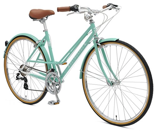 Hybrid Bike : Retrospec Bicycles Kinney 14-Speed Vintage Hybrid Mixte Bicycle, Celeste, 49cm / Medium