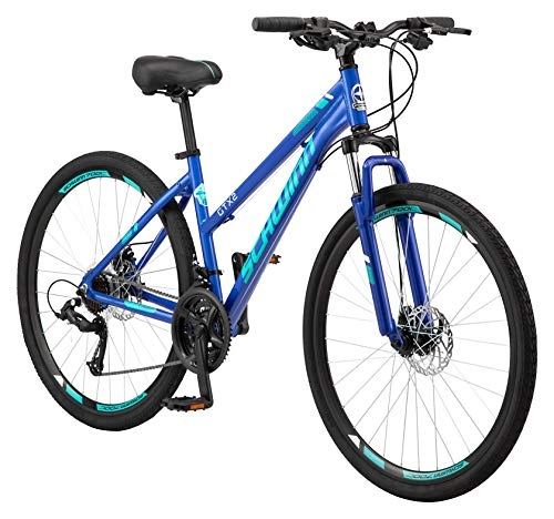 Hybrid Bike : Schwinn GTX 2.0 Comfort Adult Hybrid Bike, Dual Sport Bicycle, 17-Inch Aluminum Frame, Blue