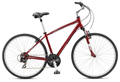 Hybrid Bike : Schwinn Men's Voyager 2 700C Wheels Hybrid Bicycle, Red, 16" / Small