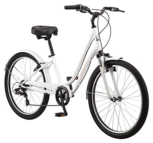 Hybrid Bike : Schwinn Regioneer Womens Hybrid Comfort Bike, 26-Inch Wheels, 7 Speed, 16.5-Inch Steel Frame, Alloy Linear Brakes, White